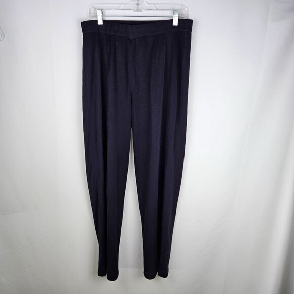 Misook Santana Knit Pants XL Navy Pull-On Acrylic Blend Quiet Luxury Old Money - Picture 2 of 10